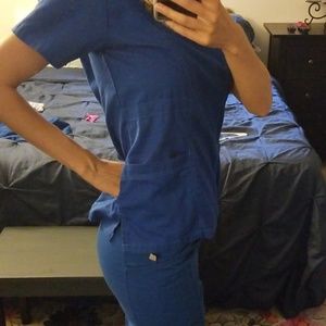 Royal blue "BeverlyHills Uniforms" scrub top